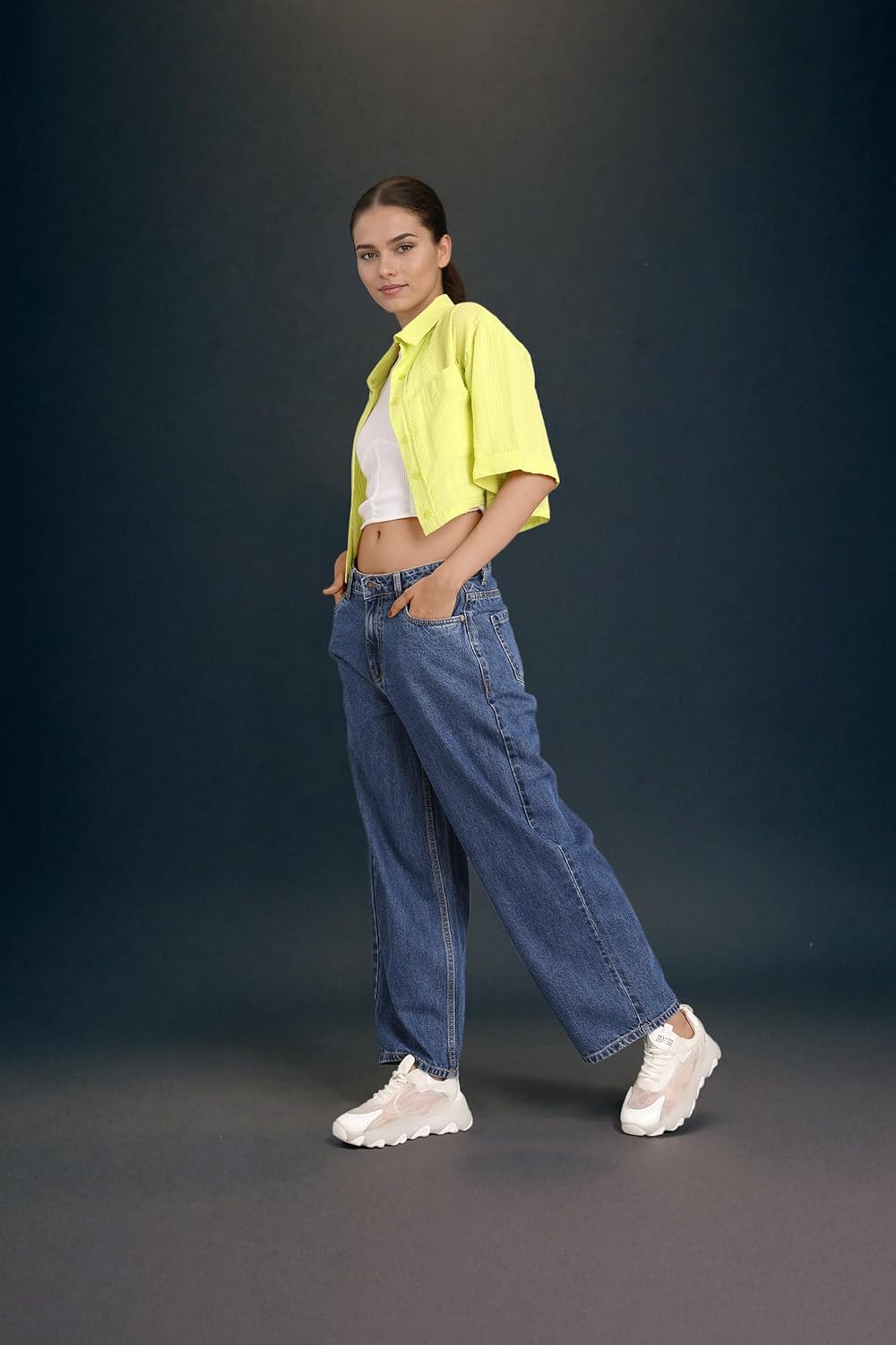 INKD Women's Baggy Fit Jeans - Mid-Rise | 100% Cotton | Jeans for Women